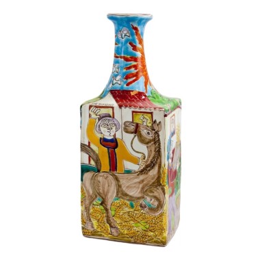 Sicilian Ceramic Bottle DS de simone italian pottery BT560DS-2 Sicilian Ceramic Bottle DS de simone italian pottery BT560DS-2